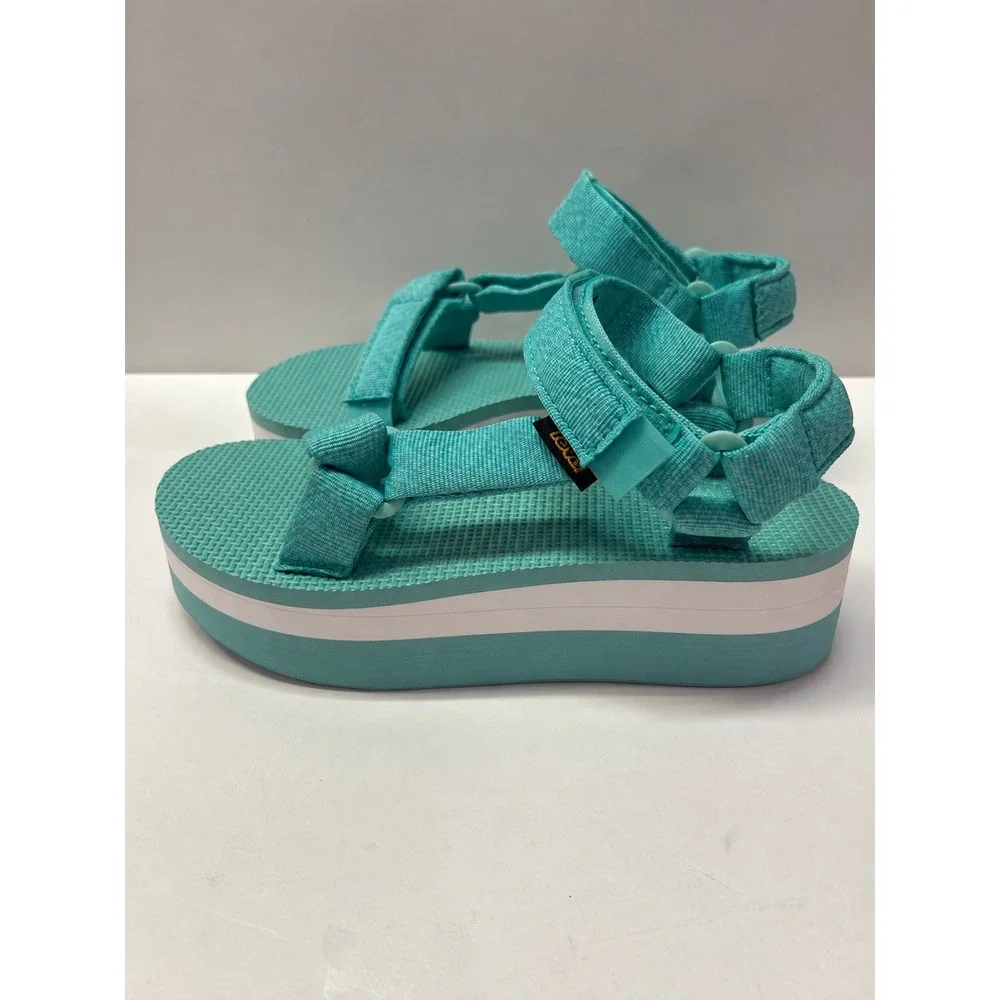 Teva Platform Sandals Women's Size 5 Teal Green Flatform Universal Strappy Retro